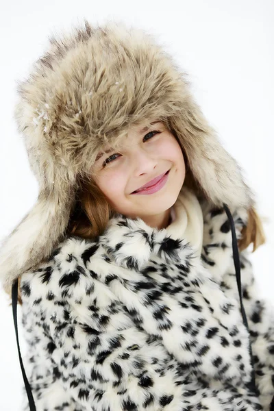 Zima, sníh, zimní móda dívka — Stock fotografie