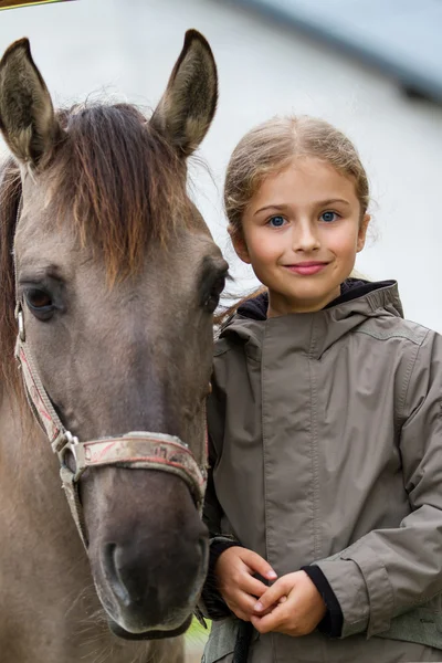 Koně a krásná dívka — Stock fotografie