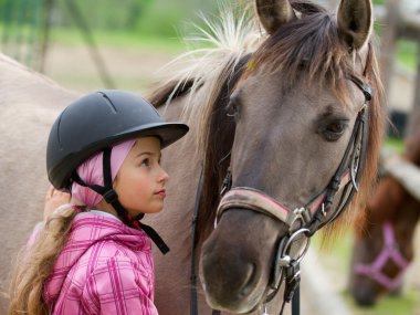Horse and lovely girl - best friends clipart