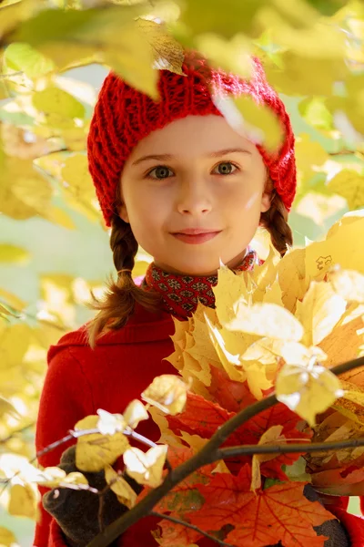 Herfst - mooi meisje genieten van herfst — Stockfoto