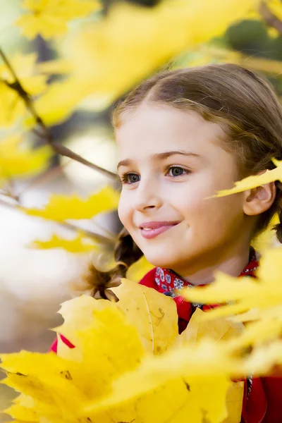 Outono - menina encantadora que gosta de outono — Fotografia de Stock