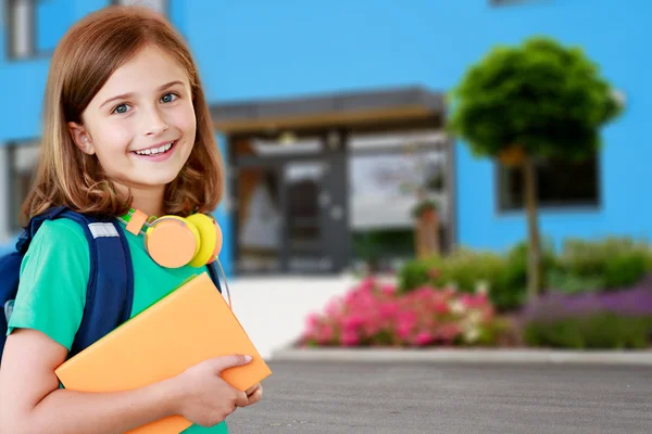 Back to school - portrait of beautiful young schoolgirl — Stock Photo, Image