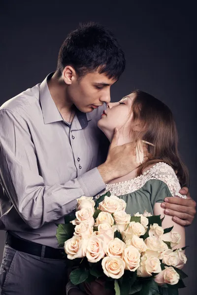 Couple kissing. Studio shot — Stok fotoğraf