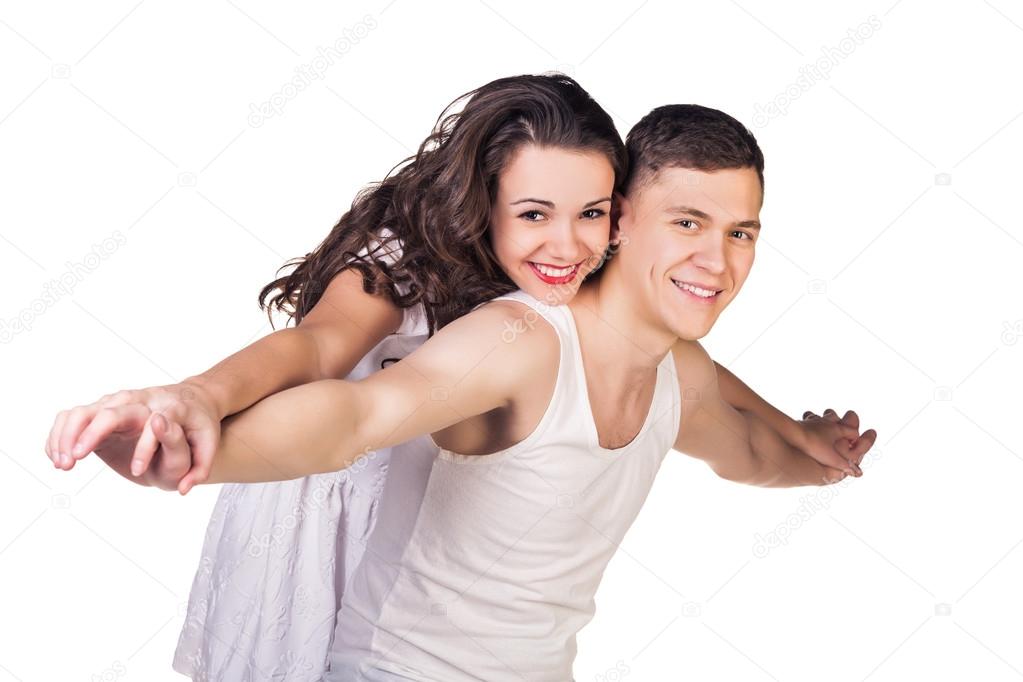 Young beautiful smiling couple