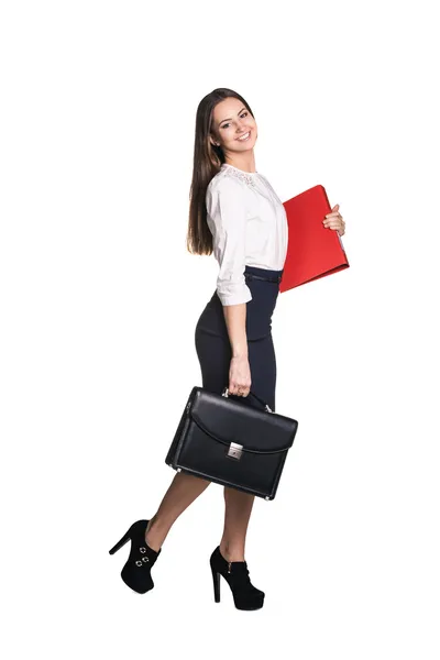 Portrait of a pretty business woman walking — Stock Photo, Image