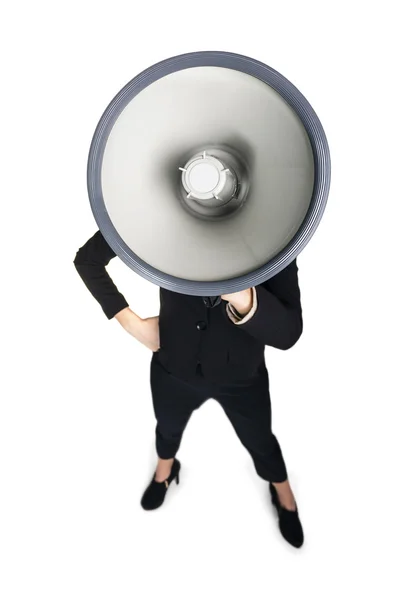 Business woman with megaphone — Stock Photo, Image