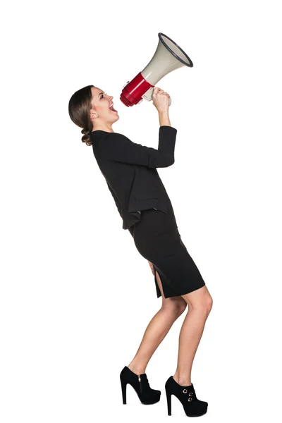 Business woman with megaphone — Stock Photo, Image