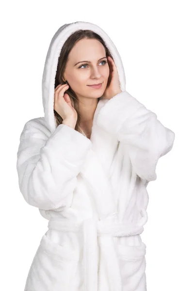 Jonge vrouw in witte badkuip — Stockfoto