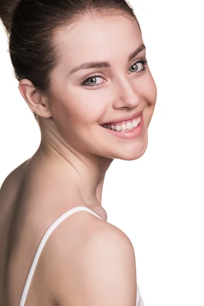 Close-up portrait of smiling young woman — Stock Photo, Image