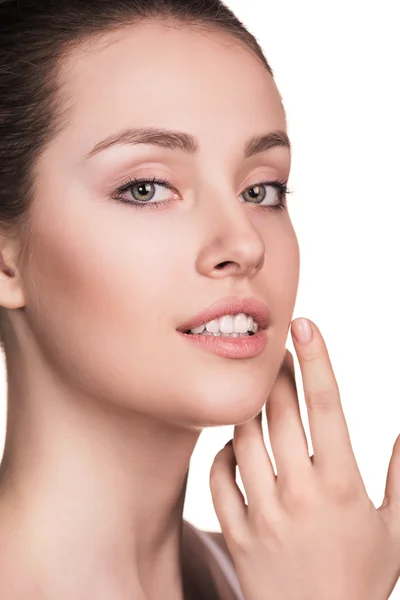 Close-up portrait of smiling young woman — Stock Photo, Image