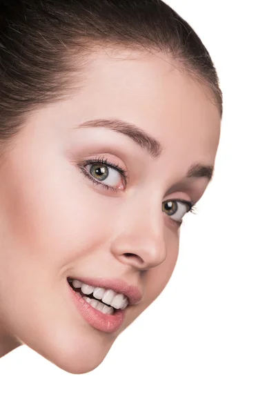 Close-up portrait of smiling young woman — Stock Photo, Image