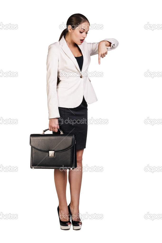 Business woman showing a copyspace