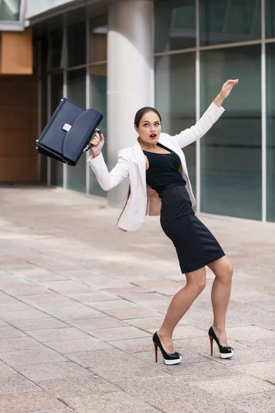 Scared young businesswoman — Stock Photo, Image