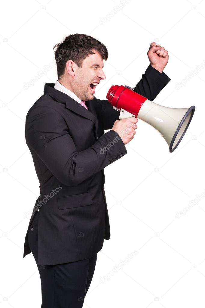 Man with megaphone
