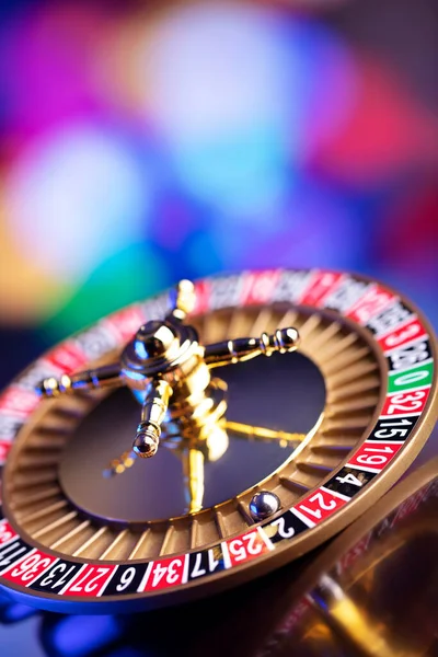 Tema Casino Ruota Roulette Sfondo Colorato Bokeh — Foto Stock