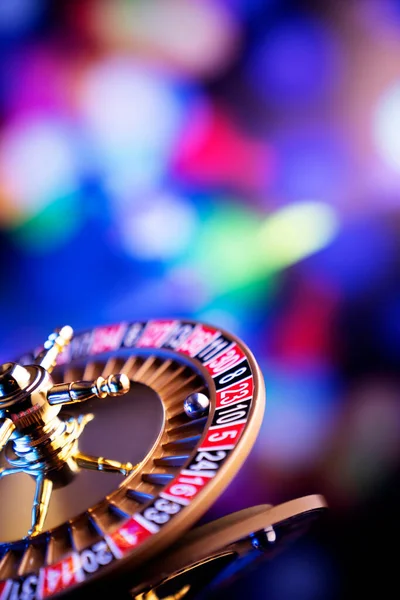 Casino Theme Roulette Wheel Colorful Bokeh Background — Stock Photo, Image