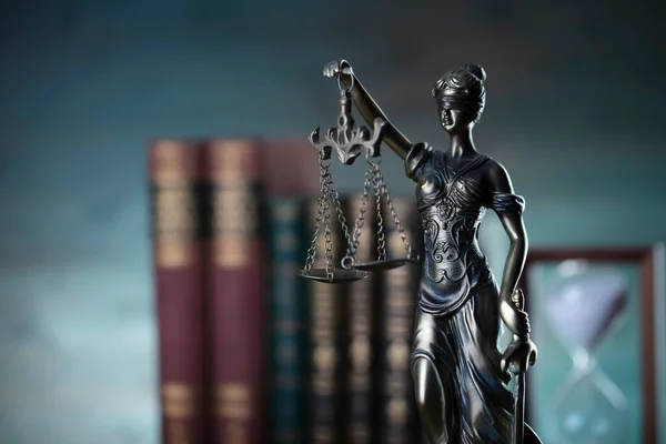 Lawyer Office Law Symbols Composition Judges Gavel Themis Sculpture Scale — 스톡 사진