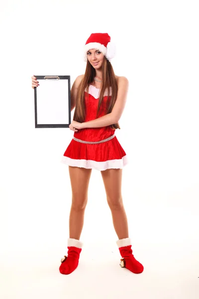 Pretty young woman in Santa's — Stock Photo, Image