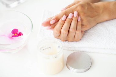 Female fingers with beautiful nails after a new manicure