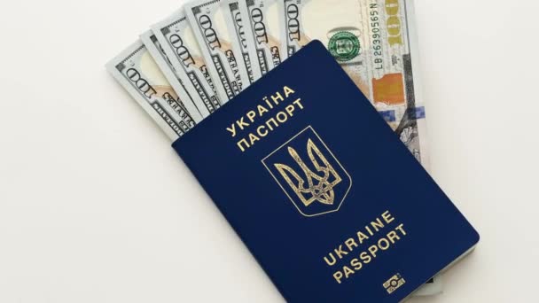 Український Паспорт Гроші Біометричний Паспорт Громадянина України Доларів — стокове відео