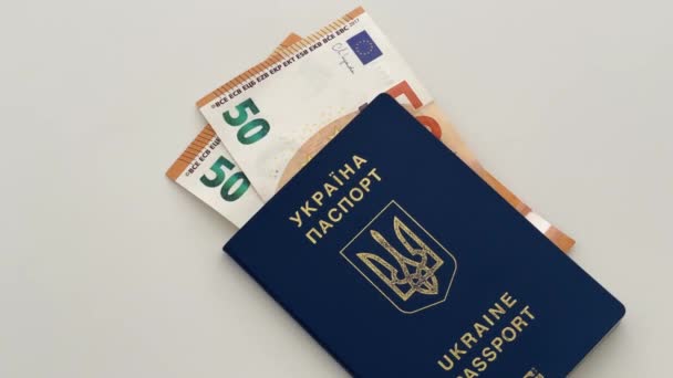 Pasaporte Dinero Ucraniano Pasaporte Biométrico Ciudadano Ucrania Euro — Vídeo de stock