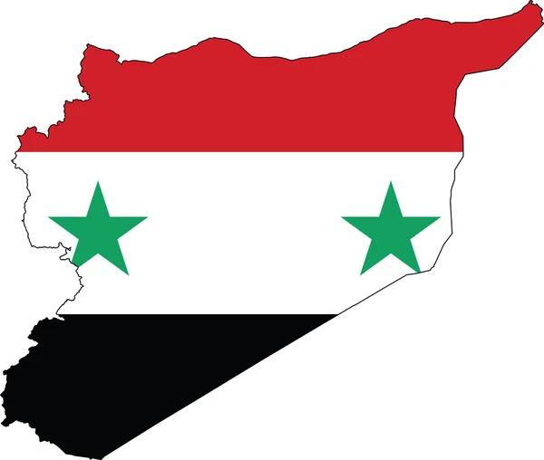 Syrien flagge karte — Stockvektor