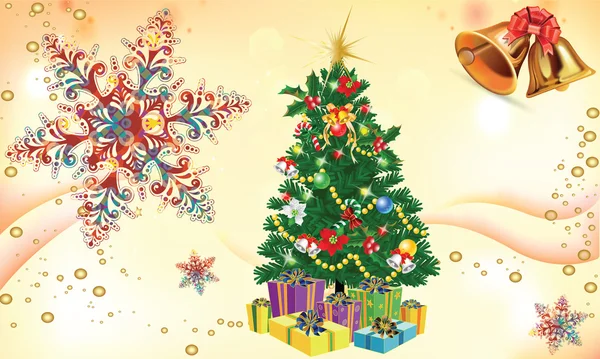 Julgran och dekorationer — Stock vektor