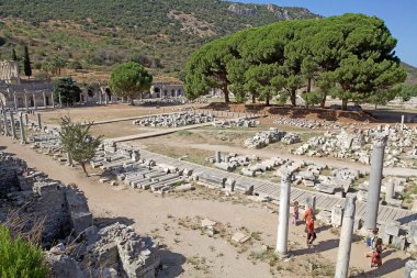Efes arkeoloji sahası, Türkiye. Ephesus 2015 yılında dünya mirası listesine yazılmıştır. İyonya kıyısında, İzmir İli 'nde, Attic ve İyon Yunan kolonileri tarafından MÖ 10. yüzyılda Arzava başkentinde inşa edilmiştir.