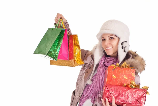 Girl with bags — Stock Photo, Image