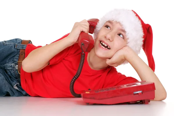 Menino com telefone — Fotografia de Stock