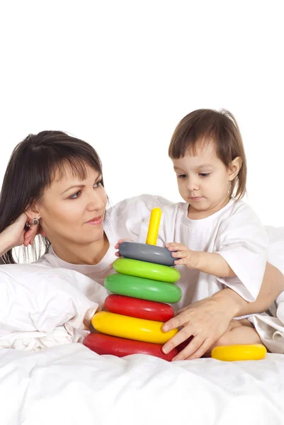 A beautiful Caucasian baby with his mum — Stock Photo, Image