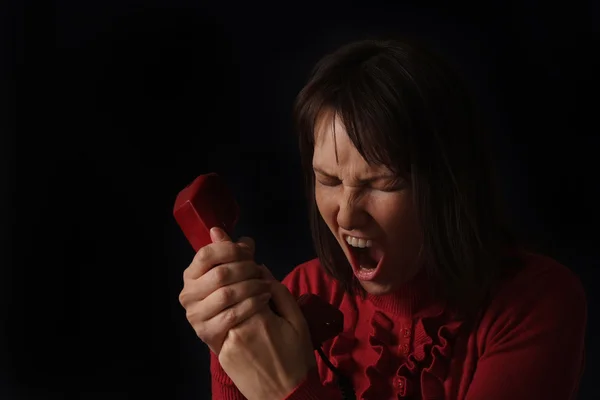 Niza triste mujer caucásica hablando por teléfono —  Fotos de Stock