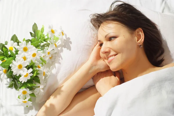 Glad woman is resting — Stock Photo, Image