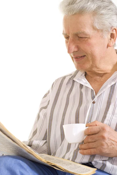 Drinking tea old man — Stock Photo, Image