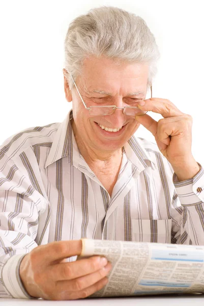 Reading the news old senior — Stock Photo, Image