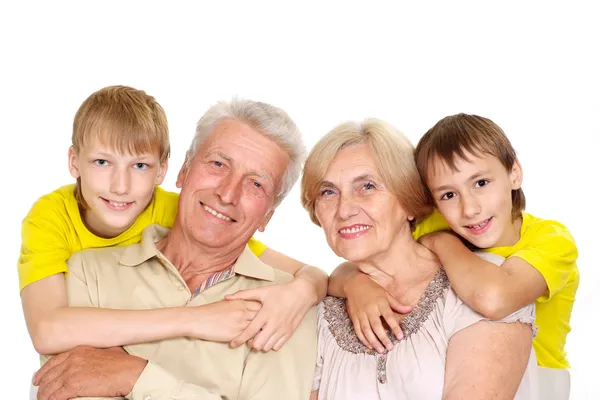 Abuelos con sus agradables nietos —  Fotos de Stock