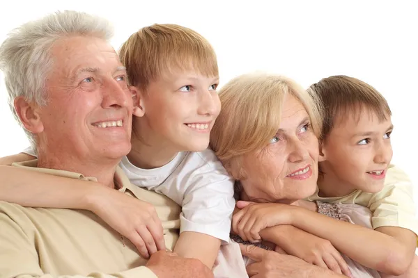 Abuelo y abuela con sus nietos agradables — Foto de Stock