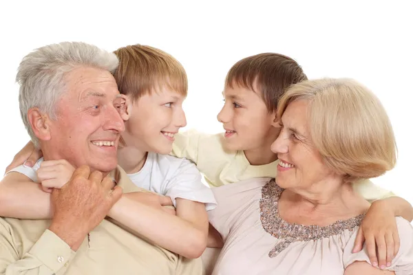 Granddad and granny with their lovely grandchildren — Stock Photo, Image