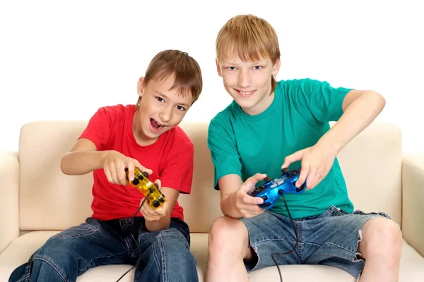 Cool boys in bright T-shirts — Stock Photo, Image