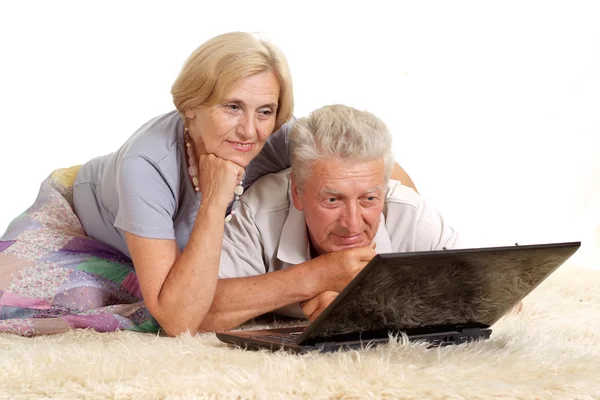 Beautiful old couple at home — Stock Photo, Image