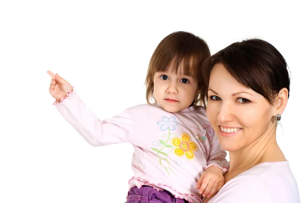 Mooi Kaukasische vrouw met een dochter — Stockfoto