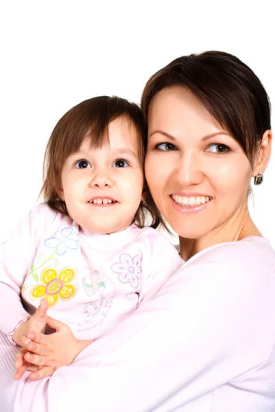 Glimlach Kaukasische vrouw met een dochter — Stockfoto