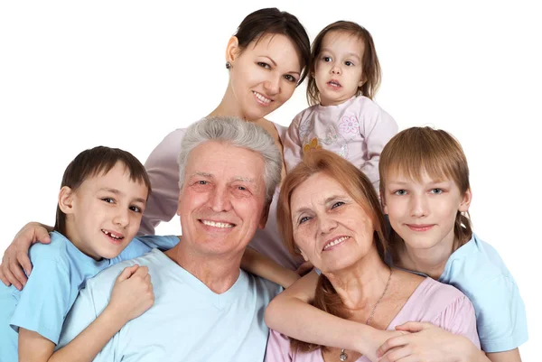 Felice famiglia caucasica di sei persone — Foto Stock