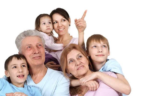 Familia blanca feliz de seis — Foto de Stock