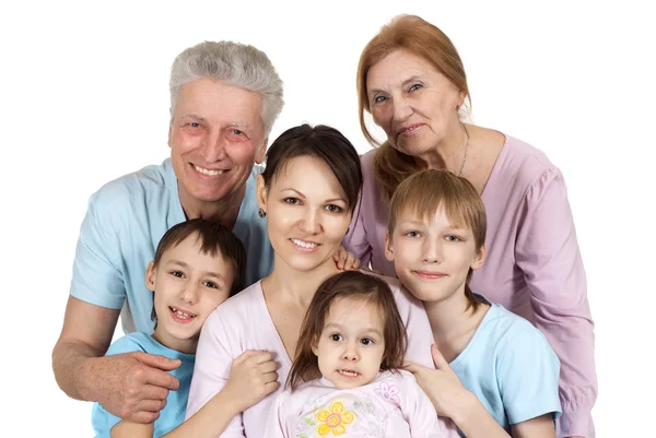 Familia blanca feliz de seis —  Fotos de Stock