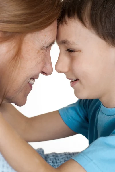 Feliz abuela caucásica con su nieto — Foto de Stock