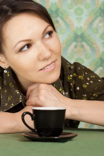 Caucasian beautiful lady sitting — Stock Photo, Image