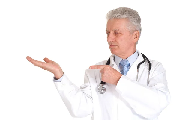 Nice elderly doctor in a white coat — Stock Photo, Image