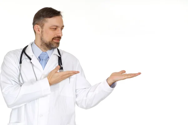Erfahrener Arzt empfängt Besucher — Stockfoto