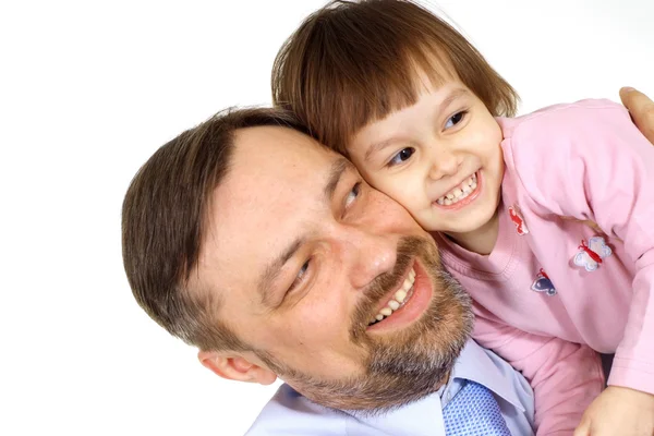 Baba ve küçük kız gülümseyerek — Stok fotoğraf